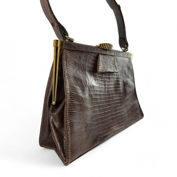 Vintage 1950s Lesco Genuine Alligator Leather Handbag - Picture 7 of 16